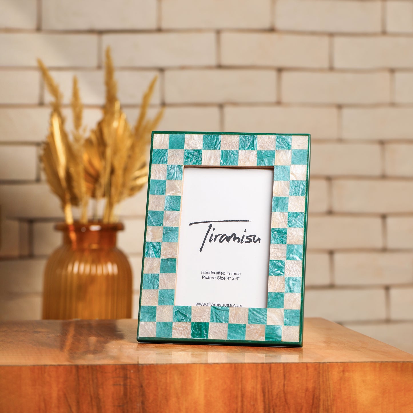 Blue Resin Checks Pattern Photo Frame
