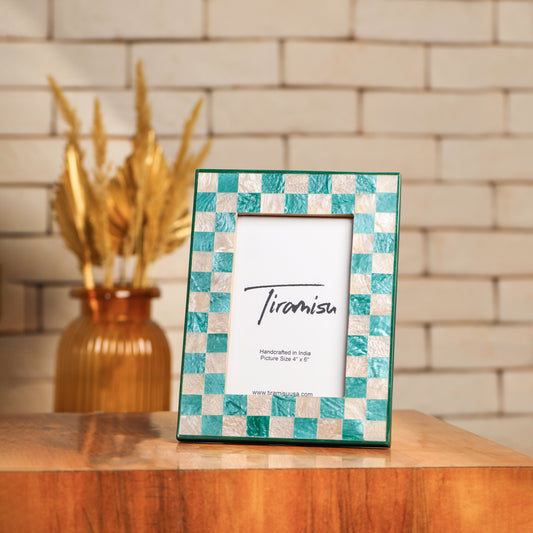 Blue Resin Checks Pattern Photo Frame tiramisuusa