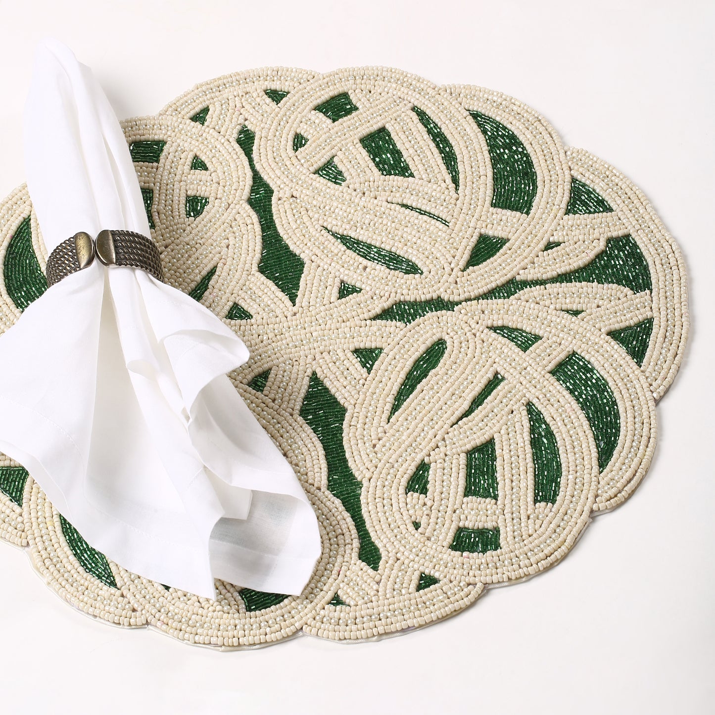 Green Abstract Beaded Placemat tiramisuusa