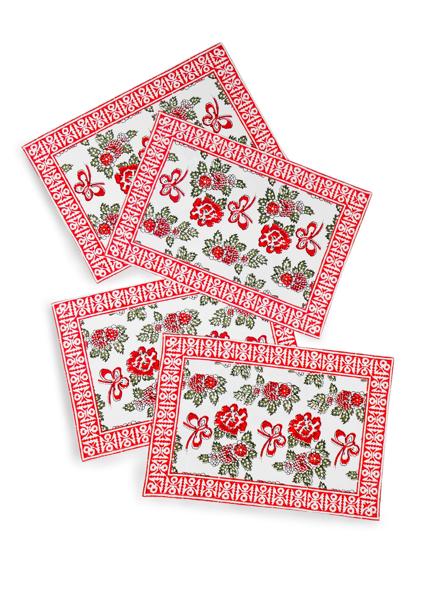 Flutter & Bloom Block Print Cotton Placemats tiramisuusa