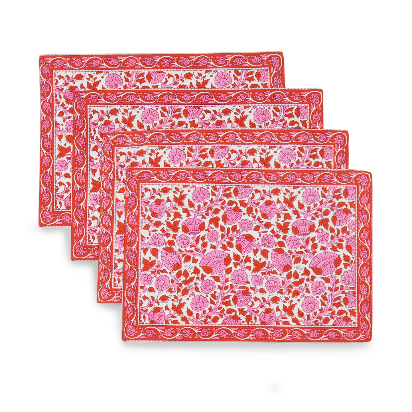Crimson Infusion Block Print Cotton Placemats tiramisuusa