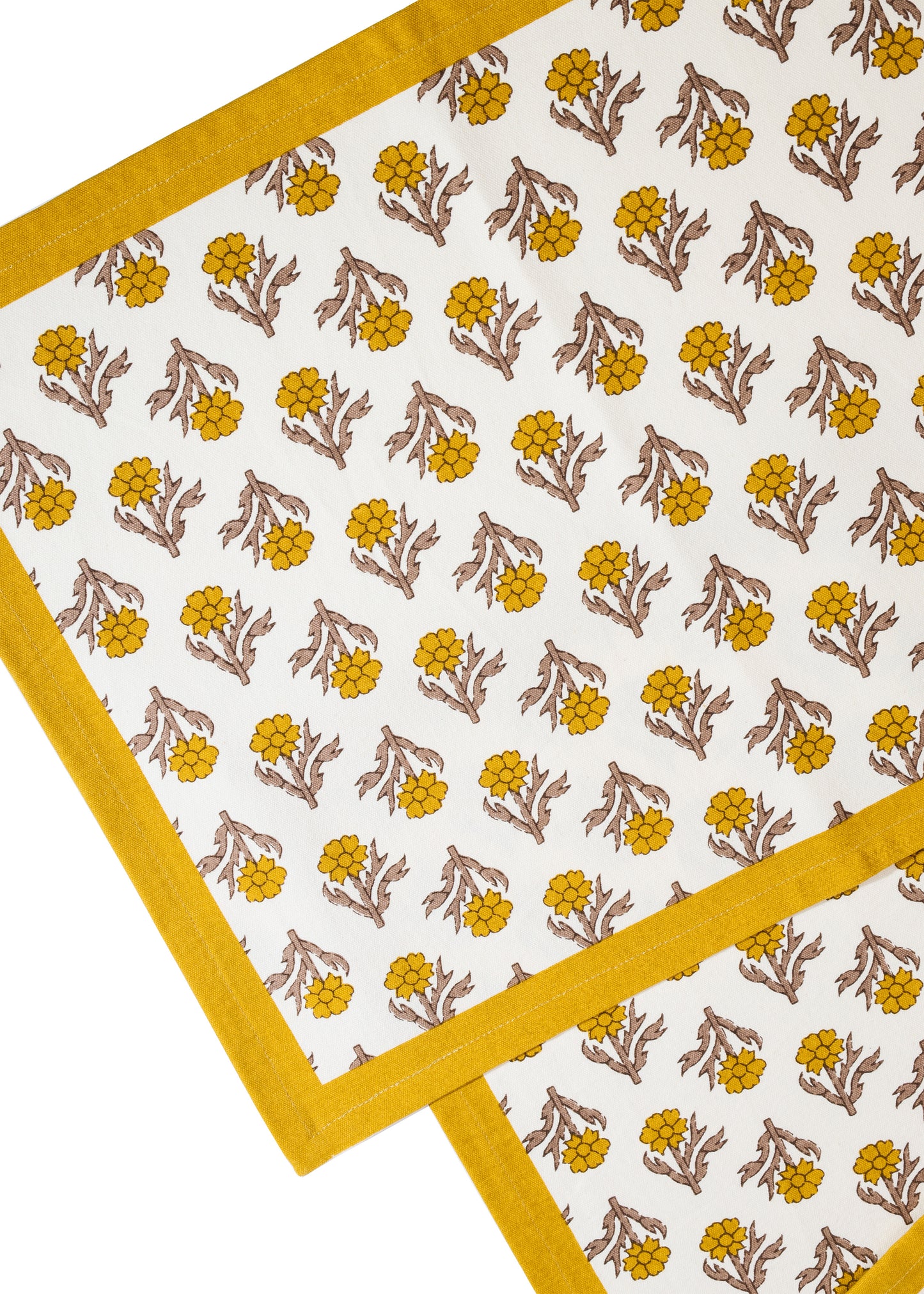 Golden Marigold Block Print Cotton Placemats