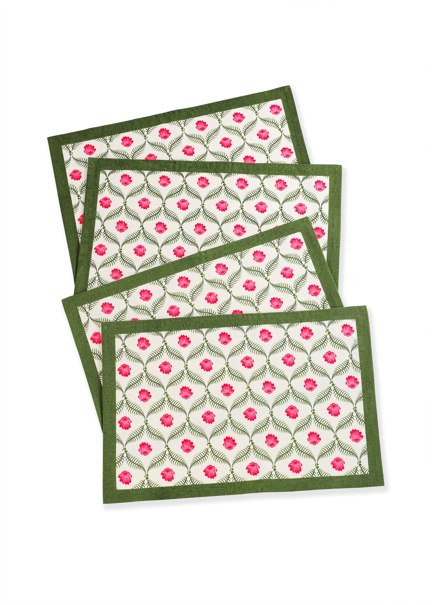 Lotus Garden Block Print Cotton Placemats