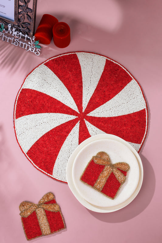 Peppermint Swirl Beaded Holiday Placemat