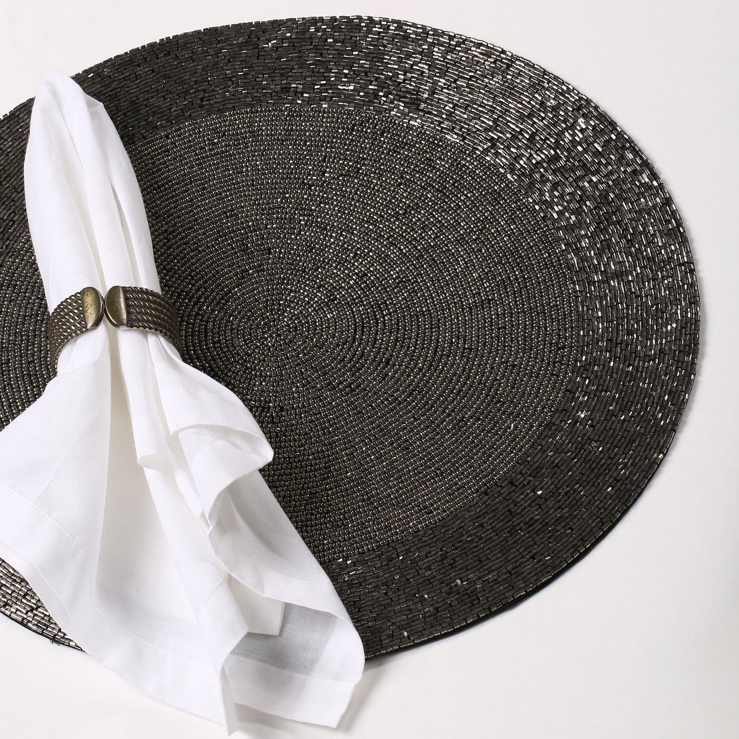 Charcoal Beaded Placemat tiramisuusa