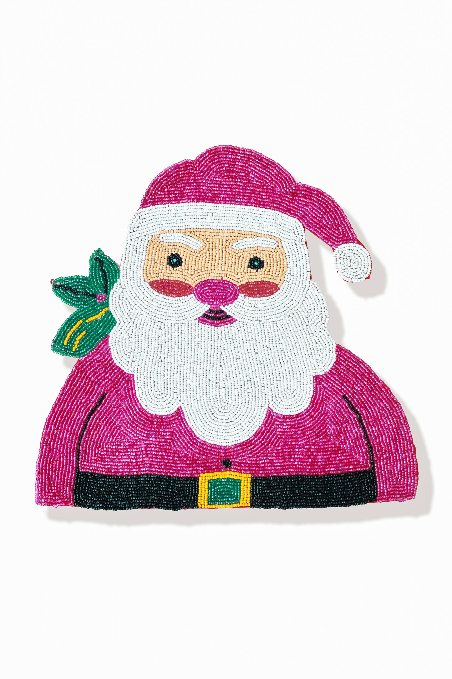 Pink Santa Beaded Holiday Placemat
