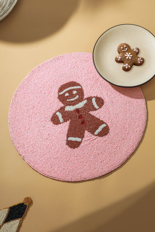Gingerbread Man Beaded Holiday Placemat