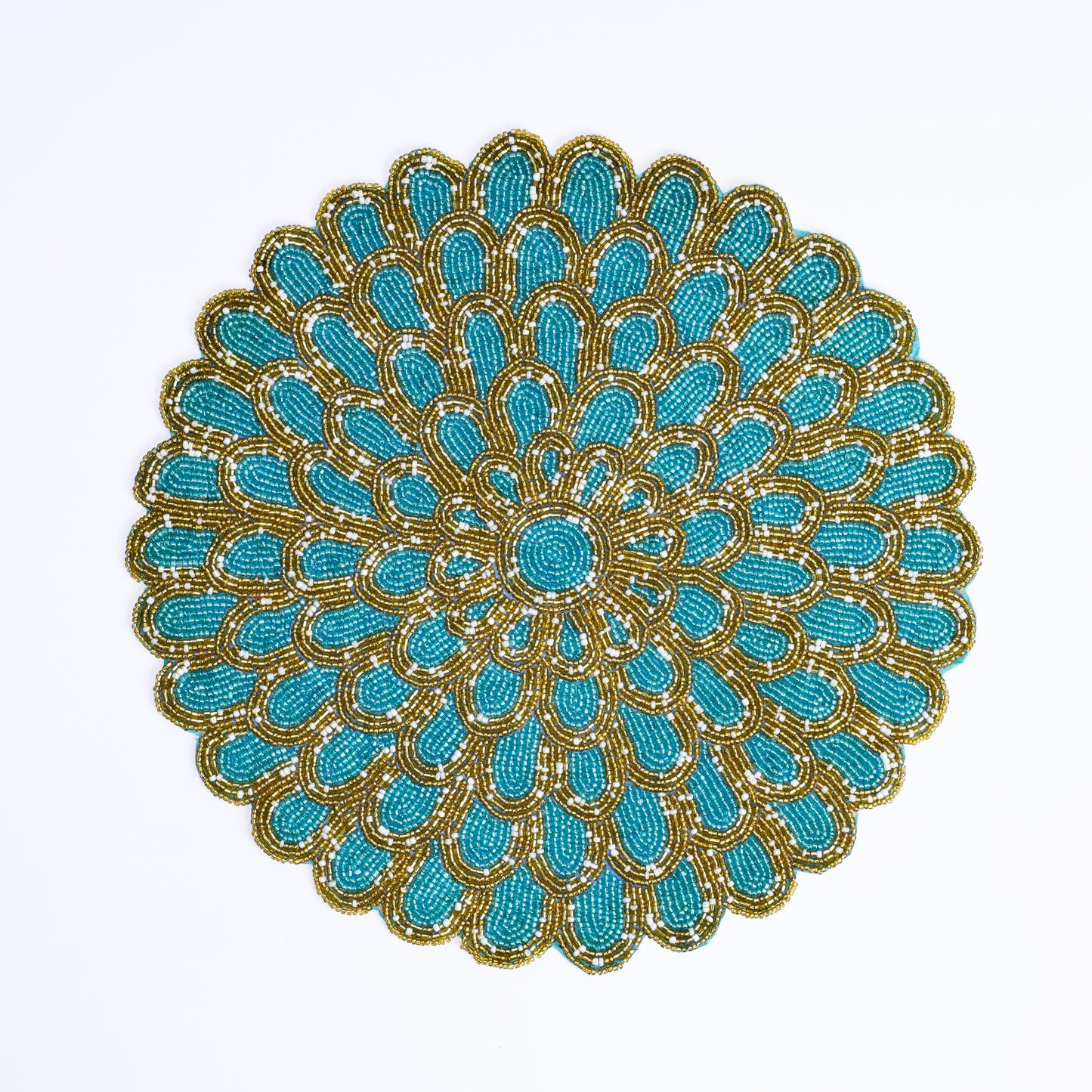 Blue Floral Beaded Placemat tiramisuusa