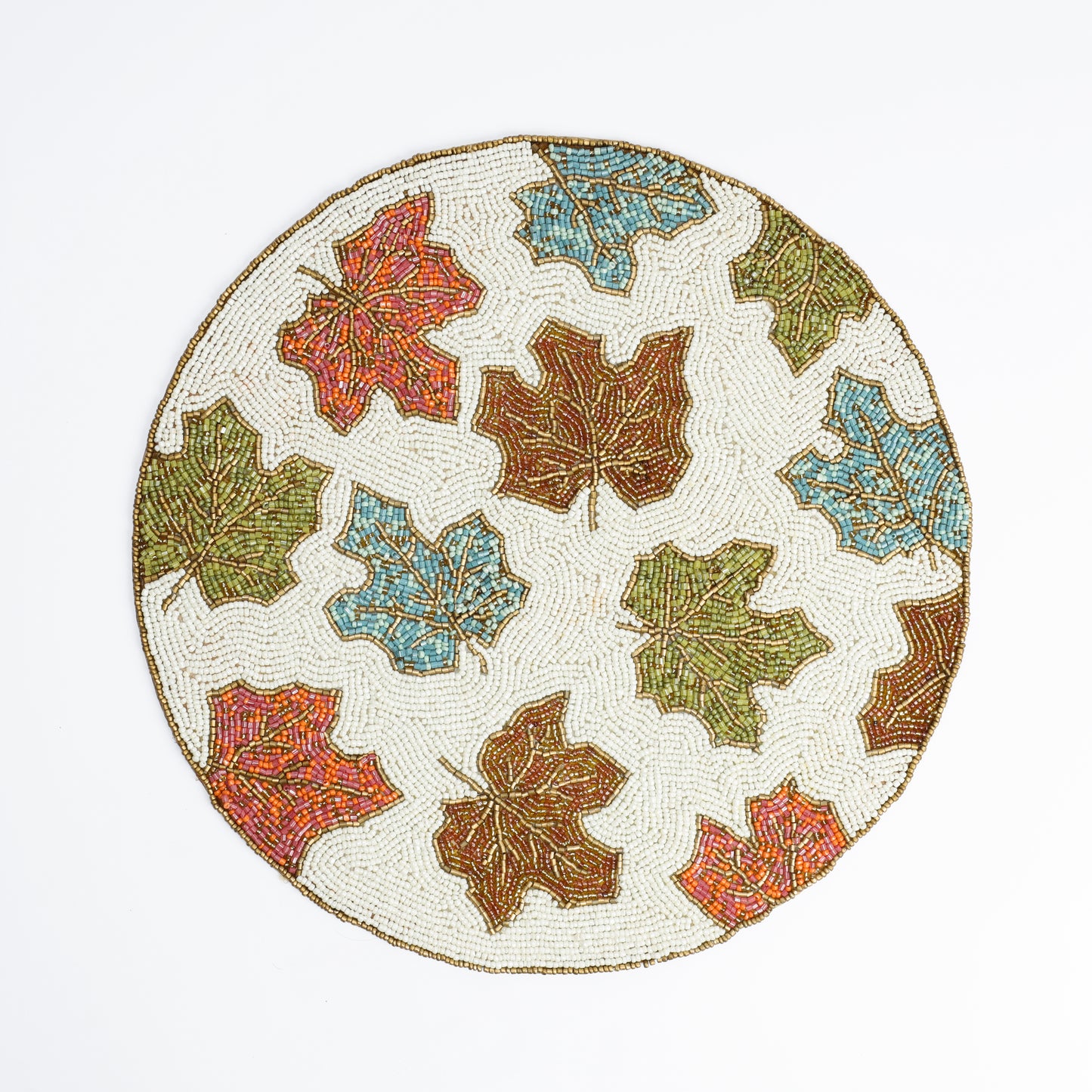 Autumn Leaf Beaded Placemat tiramisuusa