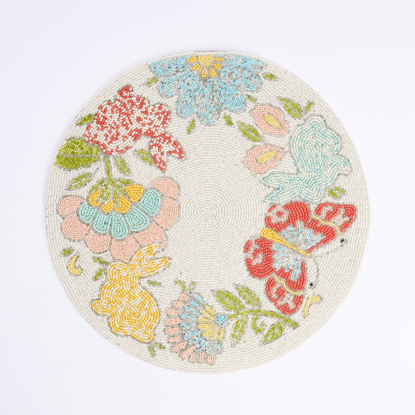 Multi Floral Beaded Placemat tiramisuusa