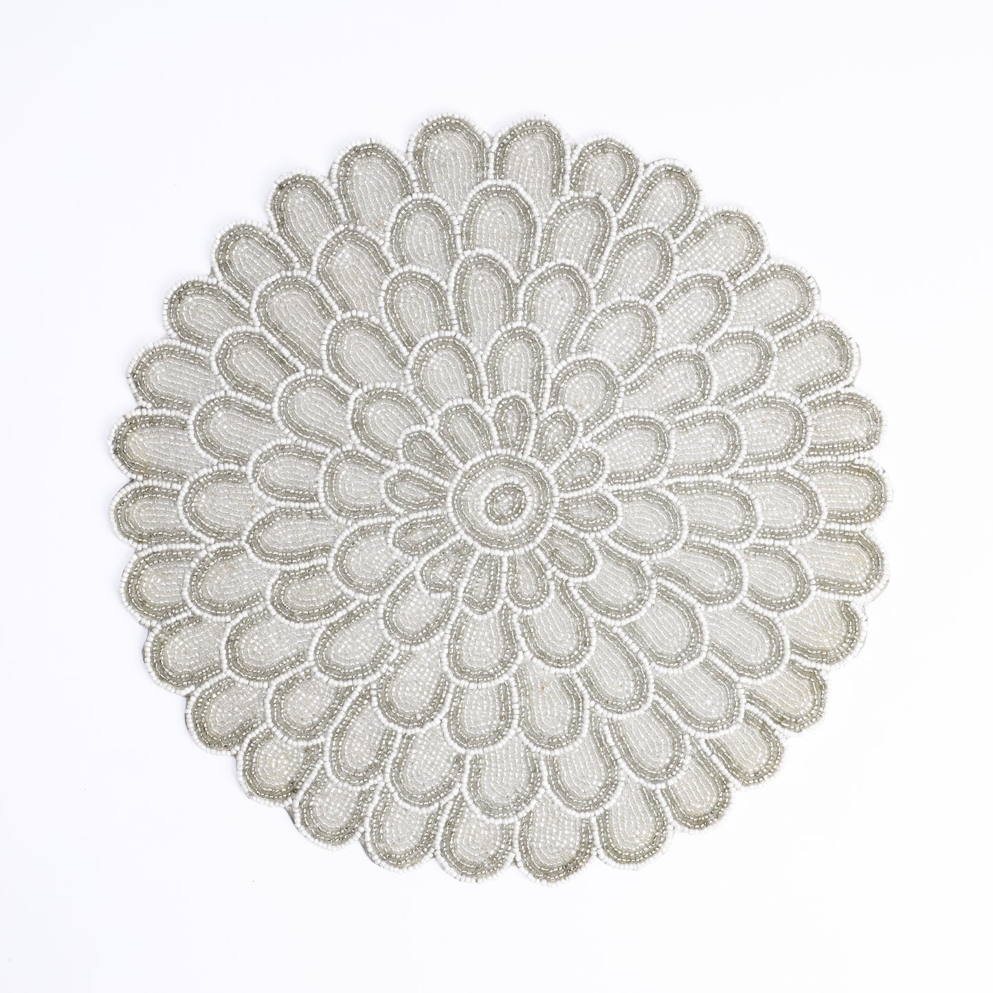 Ivory Blossom Delight Beaded Placemat tiramisuusa