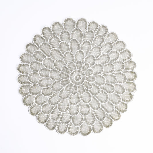 Ivory Blossom Delight Beaded Placemat tiramisuusa