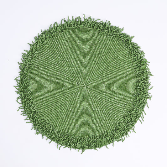 Green Fringe Beaded Placemat tiramisuusa