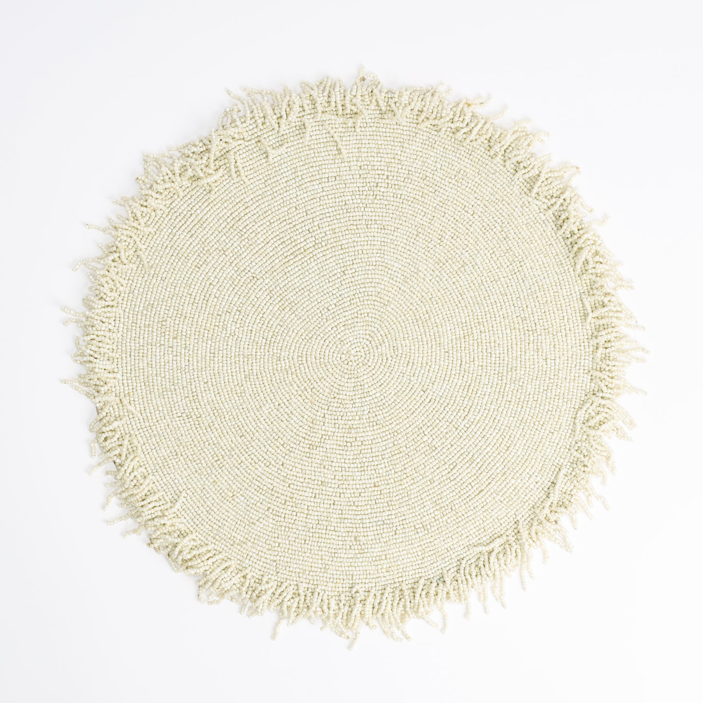 Ivory Fringe Beaded Placemat tiramisuusa