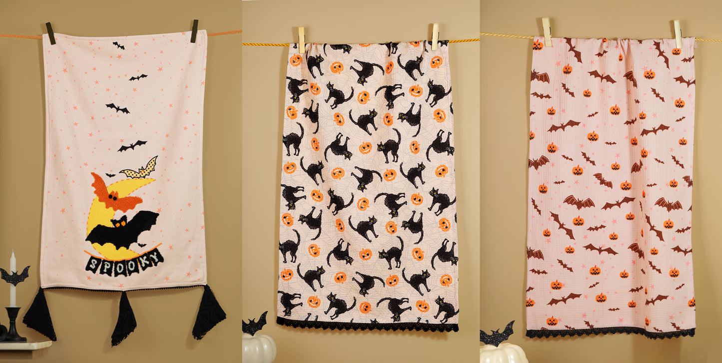 The "Haunted Hues" Artisan Kitchen Tea Towel Set of 3