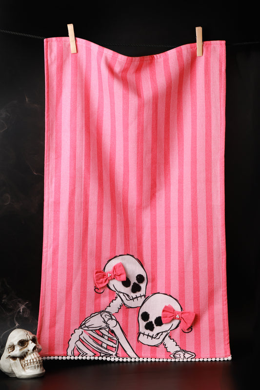 The "Pink & Spooky" Artisan Kitchen Tea Towel Set of 3