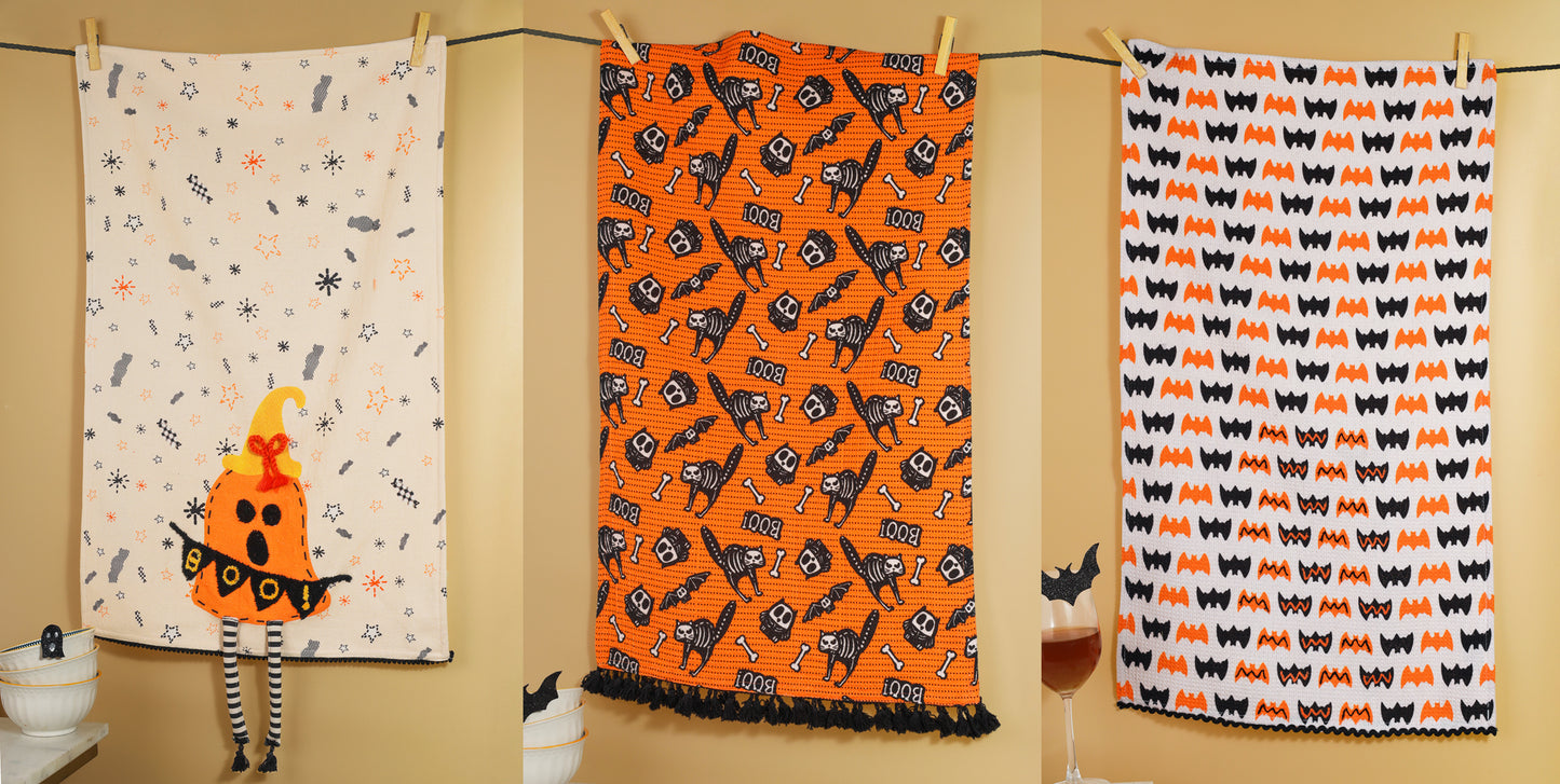The "Spooky Sweet Treats" Artisan Kitchen Tea Towel Set of 3