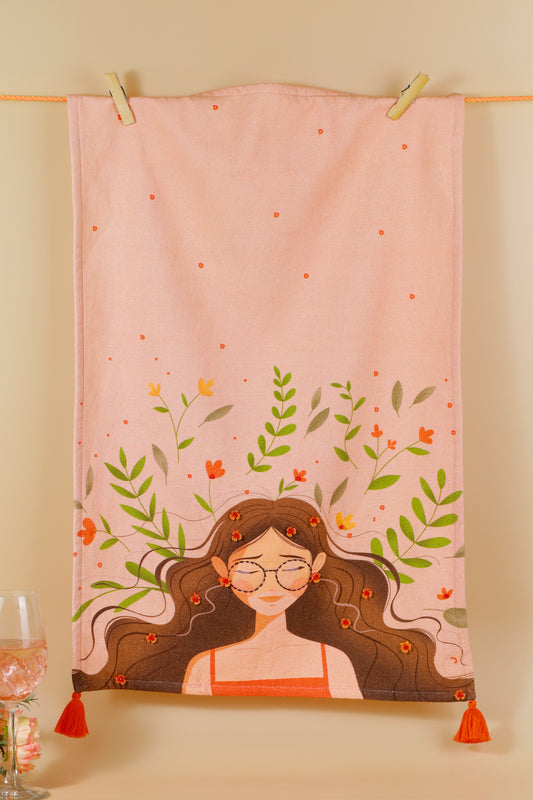 The "Blush Bloom" Artisan Kitchen Tea Towel Set of 3