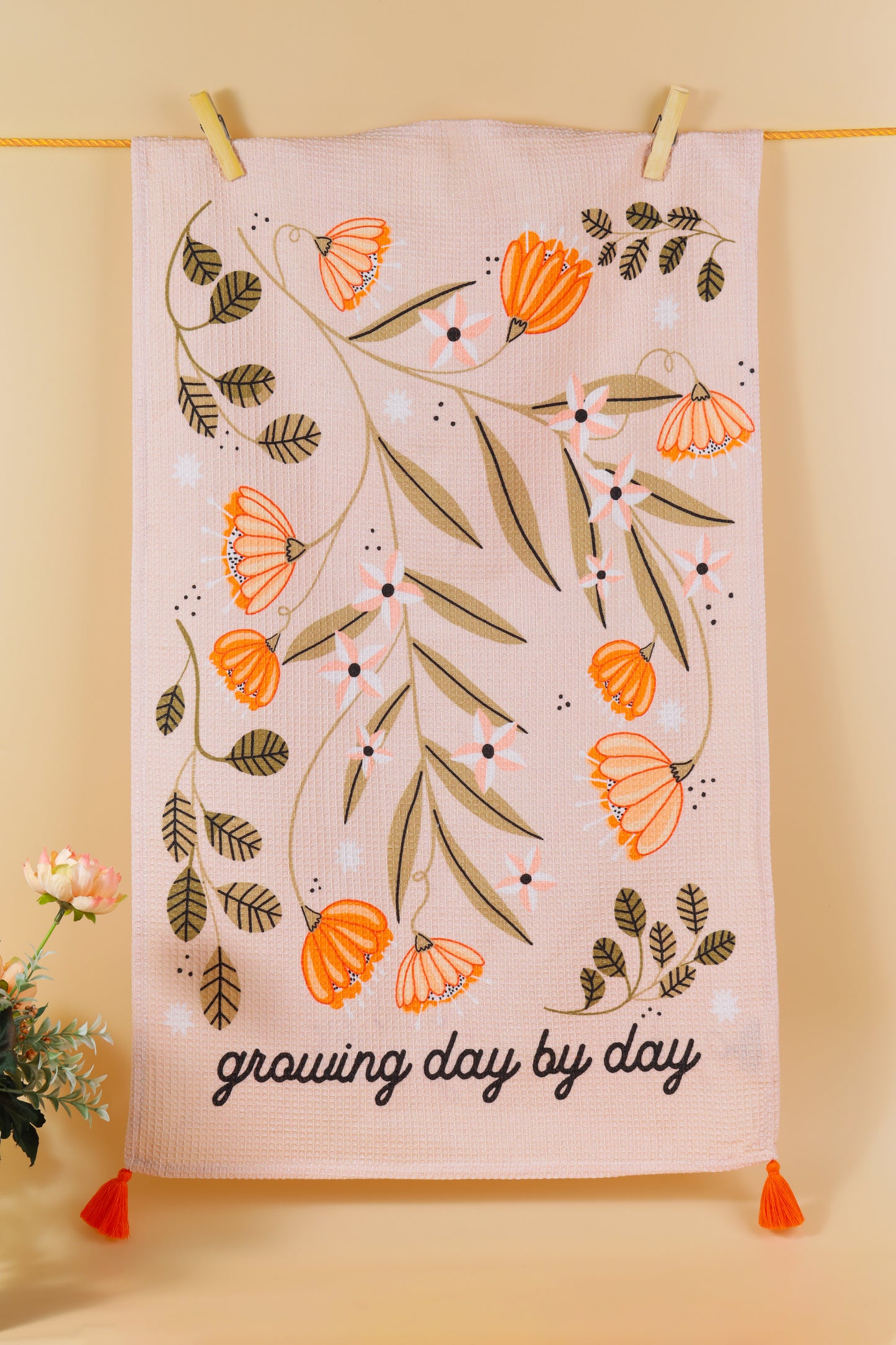 The "Blush Bloom" Artisan Kitchen Tea Towel Set of 3