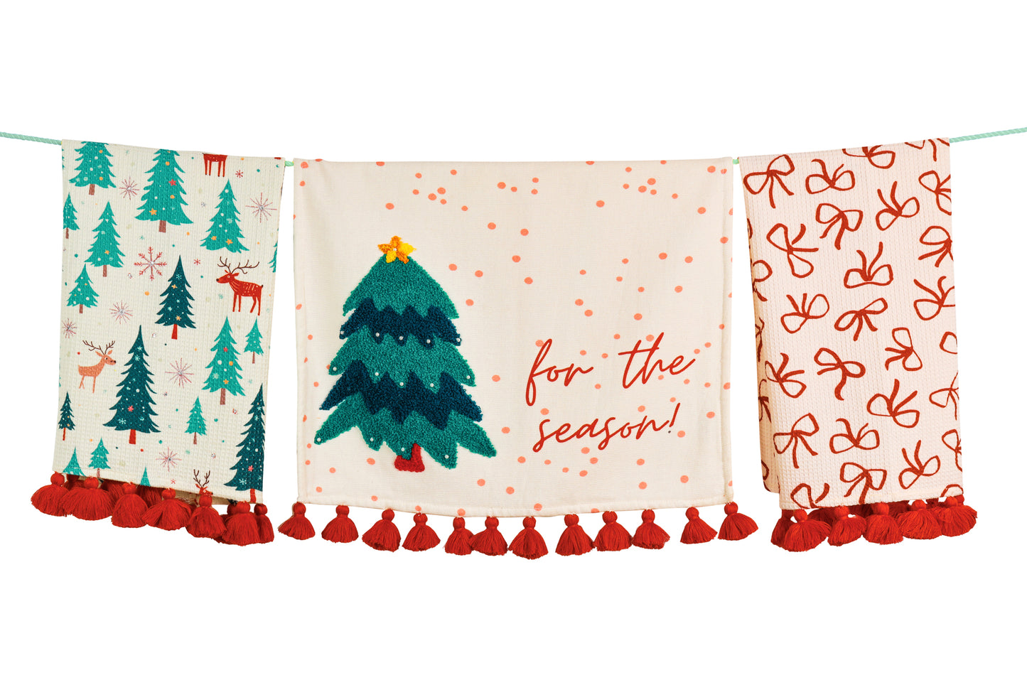 The "Holiday Blessings" Artisan Kitchen Tea Towel Set of 3