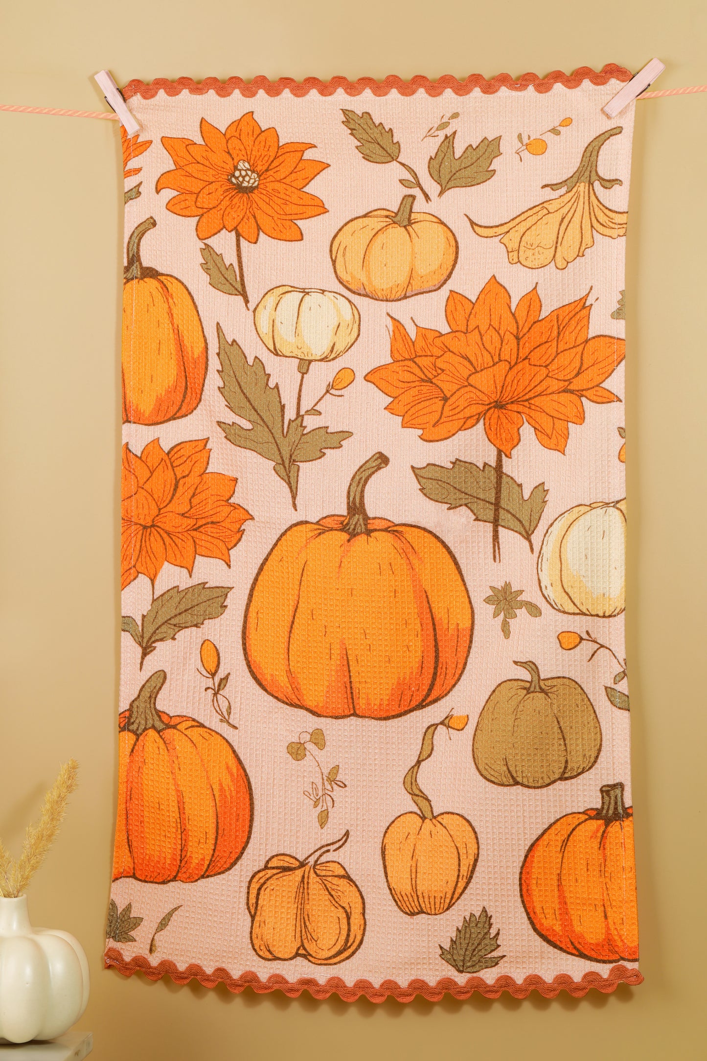 The "Autumn Harvest Gnome" Artisan Kitchen Tea Towel Set of 3
