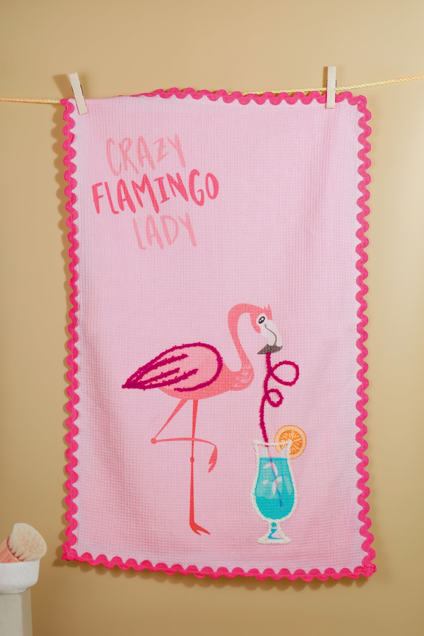The "Flamingo Fun" Artisan Kitchen Tea Towel Set of 3