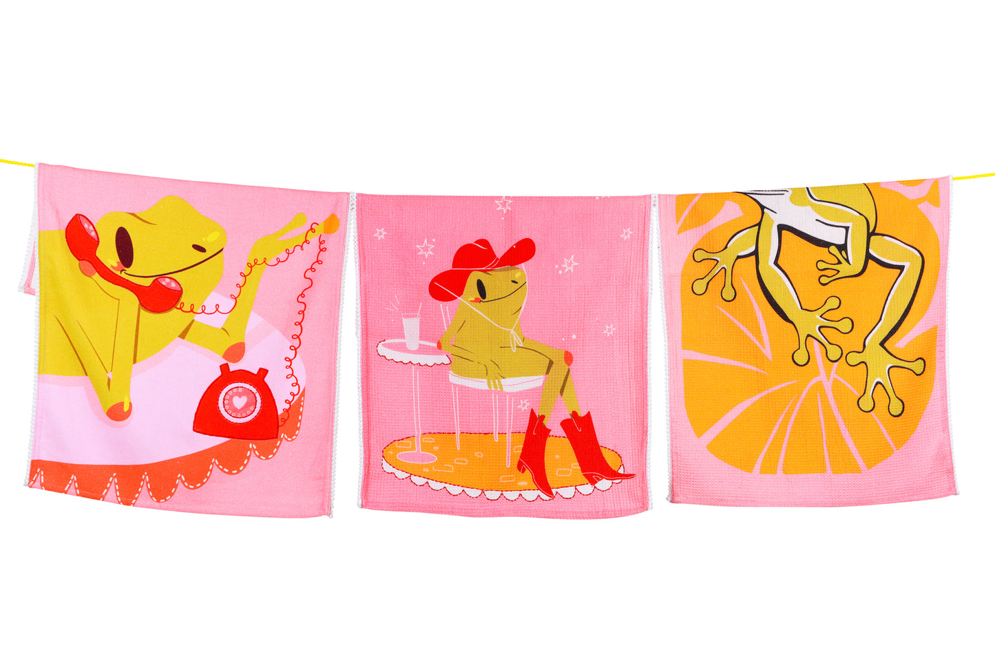 The "Lily Pad Luncheon" Artisan Kitchen Tea Towel Set of 3