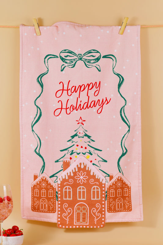 The "Gingerbread Cheer" Artisan Kitchen Tea Towel Set of 3