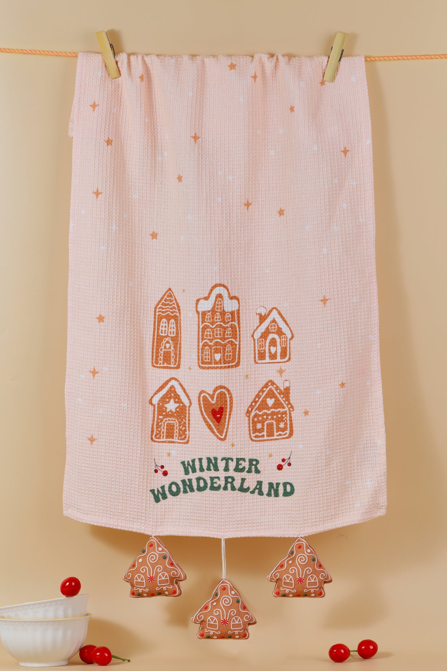 The "Gingerbread Cheer" Artisan Kitchen Tea Towel Set of 3