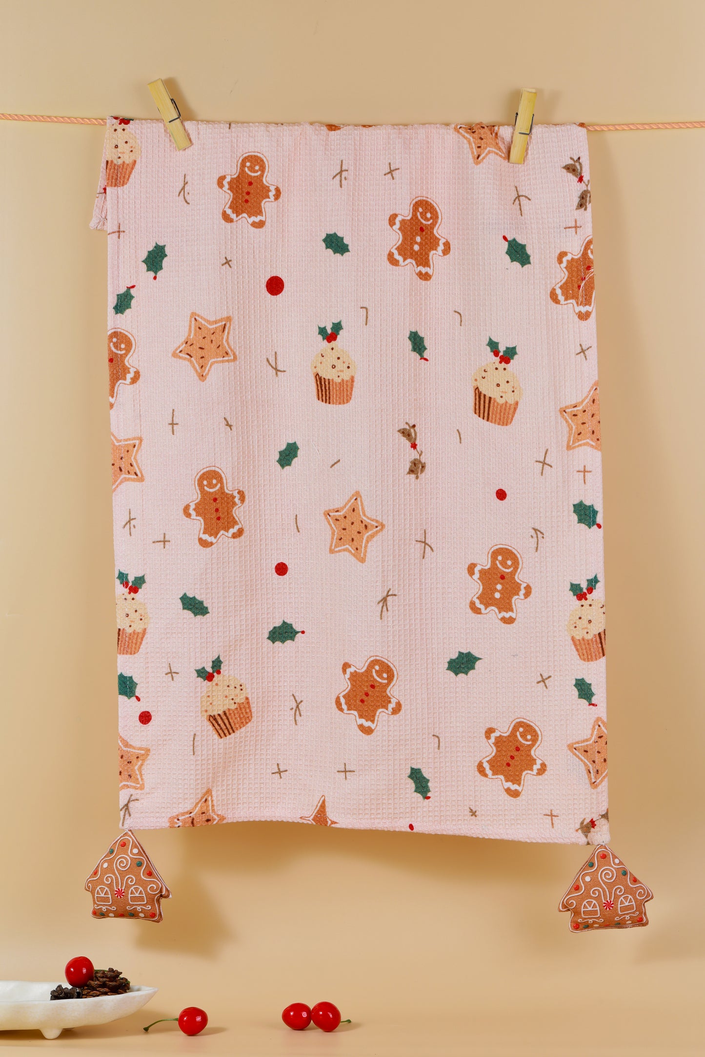 The "Gingerbread Cheer" Artisan Kitchen Tea Towel Set of 3
