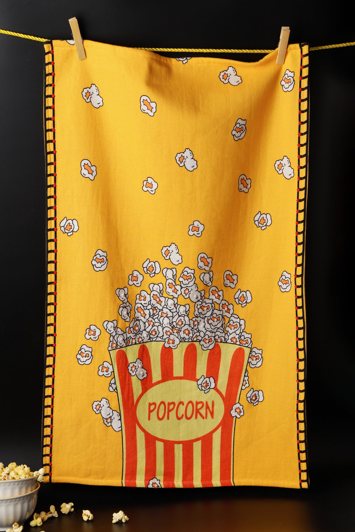 The "Movie Night" Artisan Kitchen Tea Towel Set of 3