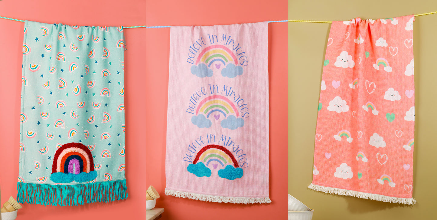 The "Believe in Miracles" Artisan Kitchen Tea Towel Set of 3