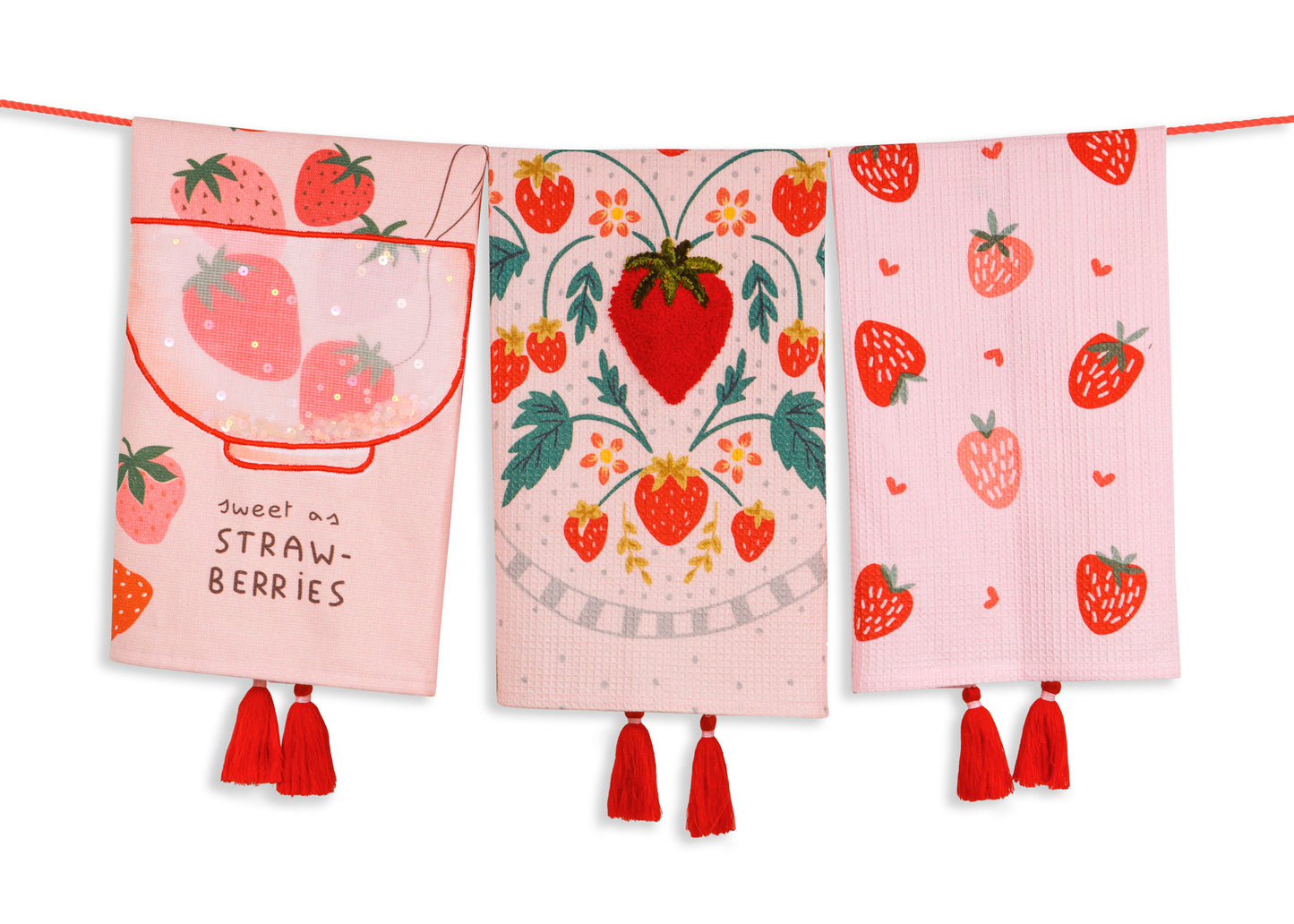 The "Strawberry Fields Forever" Artisan Kitchen Tea Towel Set of 3