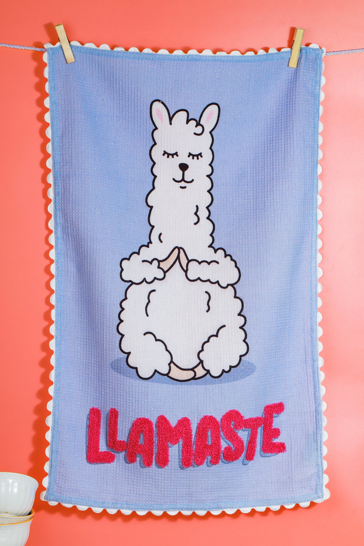The "Llamaste" Artisan Kitchen Tea Towel Set of 3
