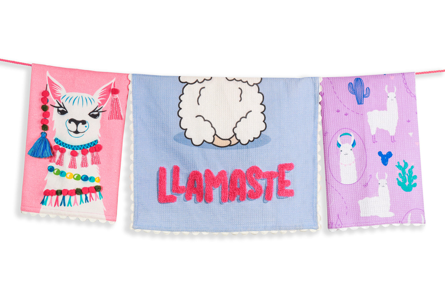 The "Llamaste" Artisan Kitchen Tea Towel Set of 3