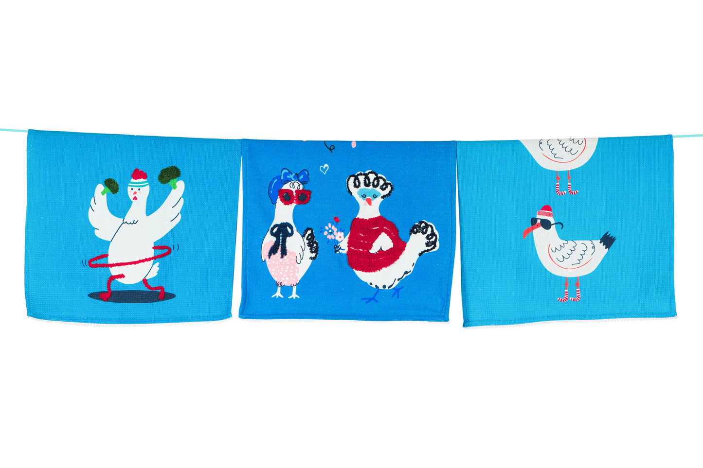 The "Happy Place" Artisan Kitchen Tea Towel Set of 3