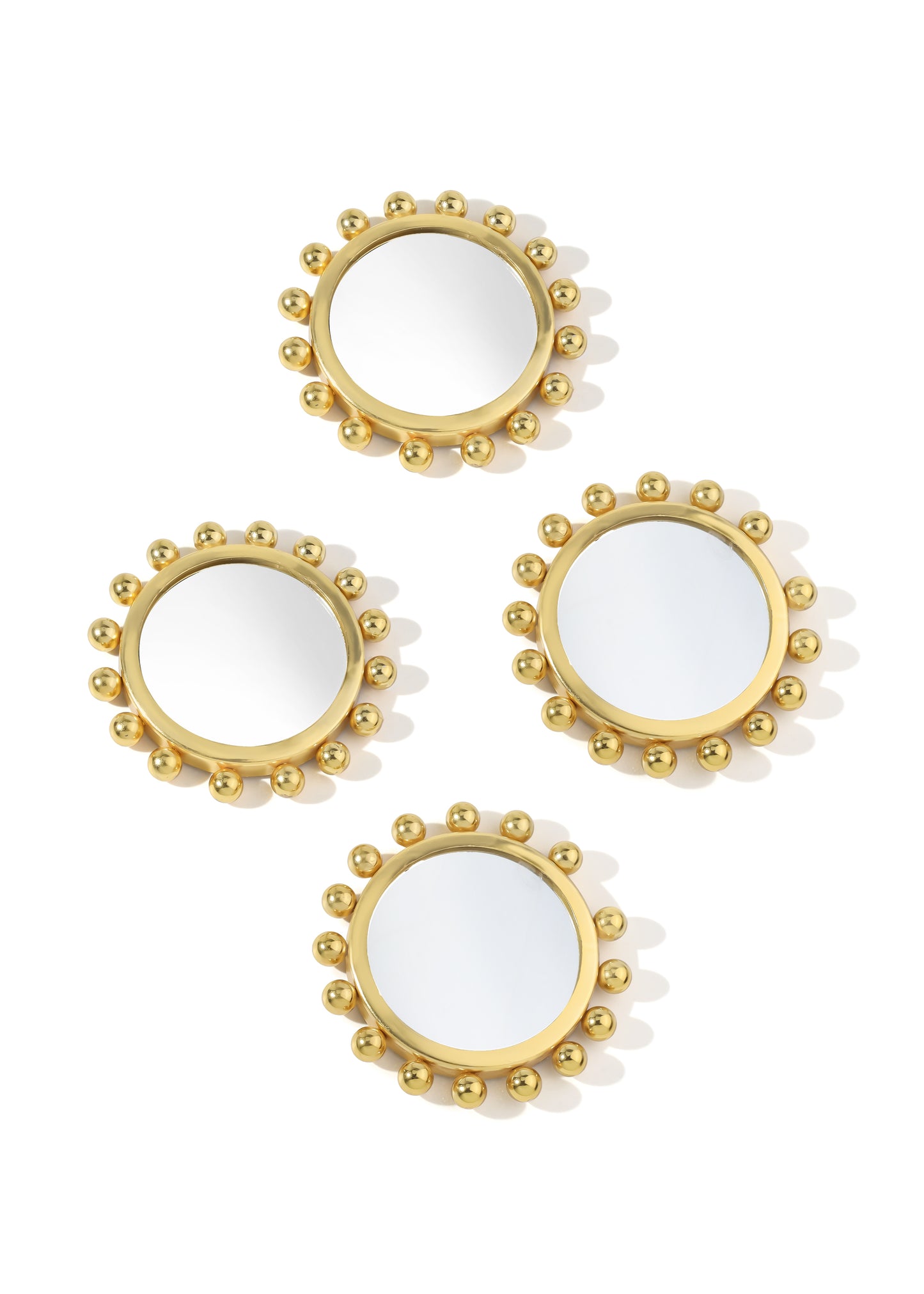 Astra Beaded Gold Mirror Coasters | Set of 4