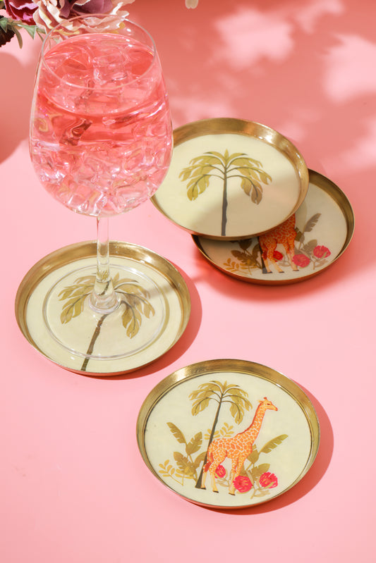 Vintage Safari Metal Coaster Set