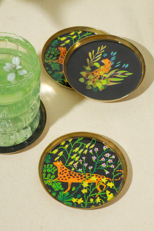 Midnight Jungle Metal Coaster Set