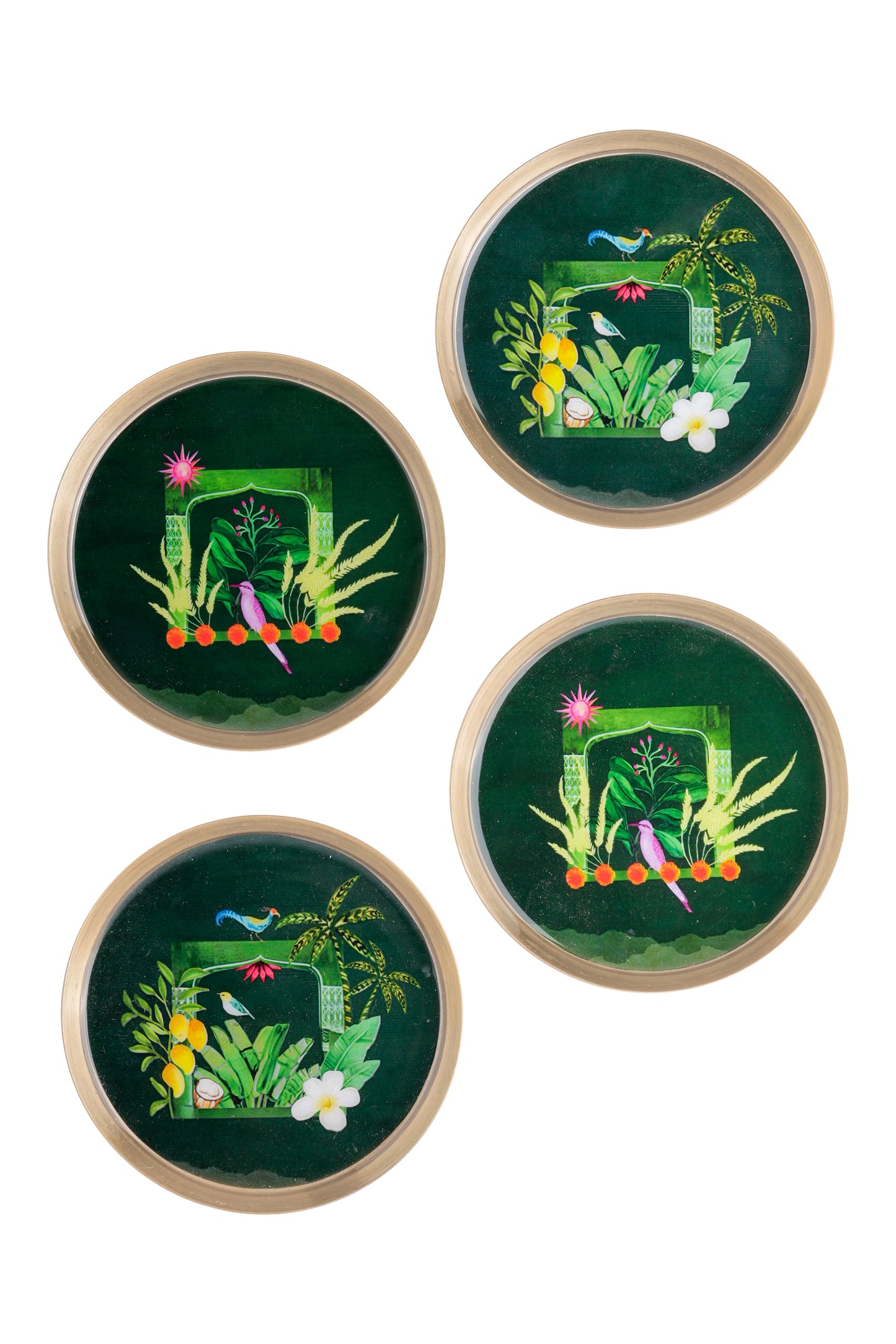 Emerald Oasis Metal Coaster Set