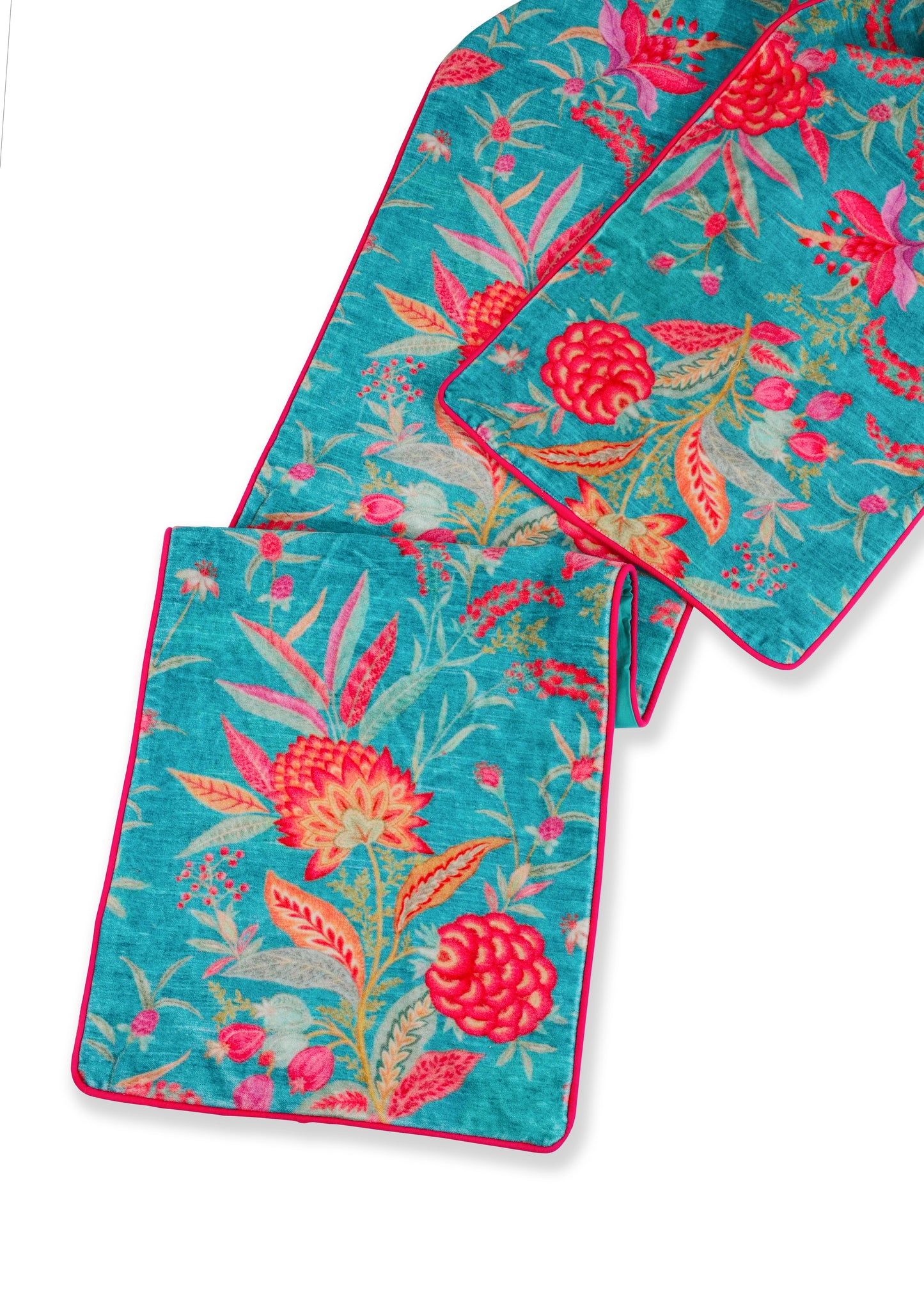 Opulent Sapphire Garden Velvet Runner