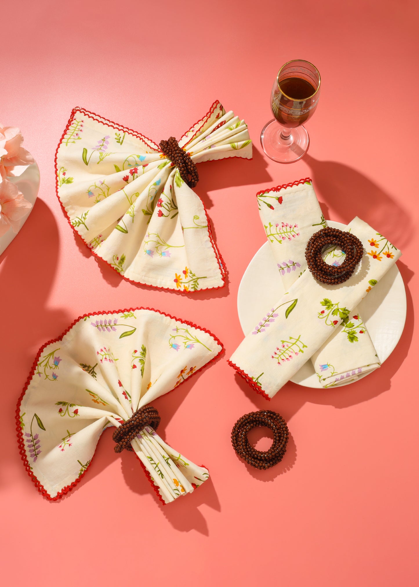 Spring Palette Block Print Cotton Napkins tiramisuusa