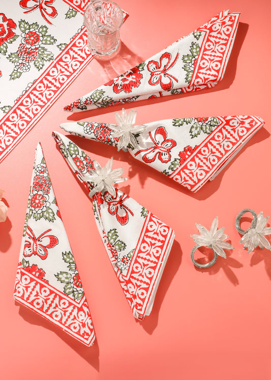 Flutter & Bloom Block Print Cotton Napkins tiramisuusa