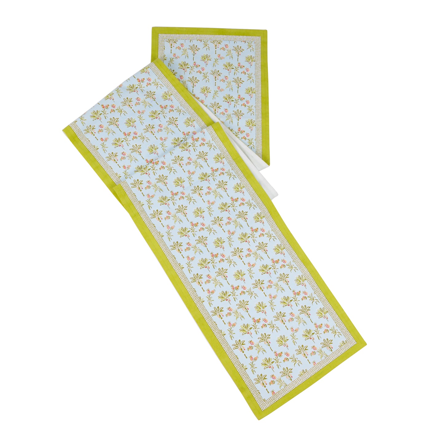 Tropical Opulence Block Print Cotton Table Runner tiramisuusa