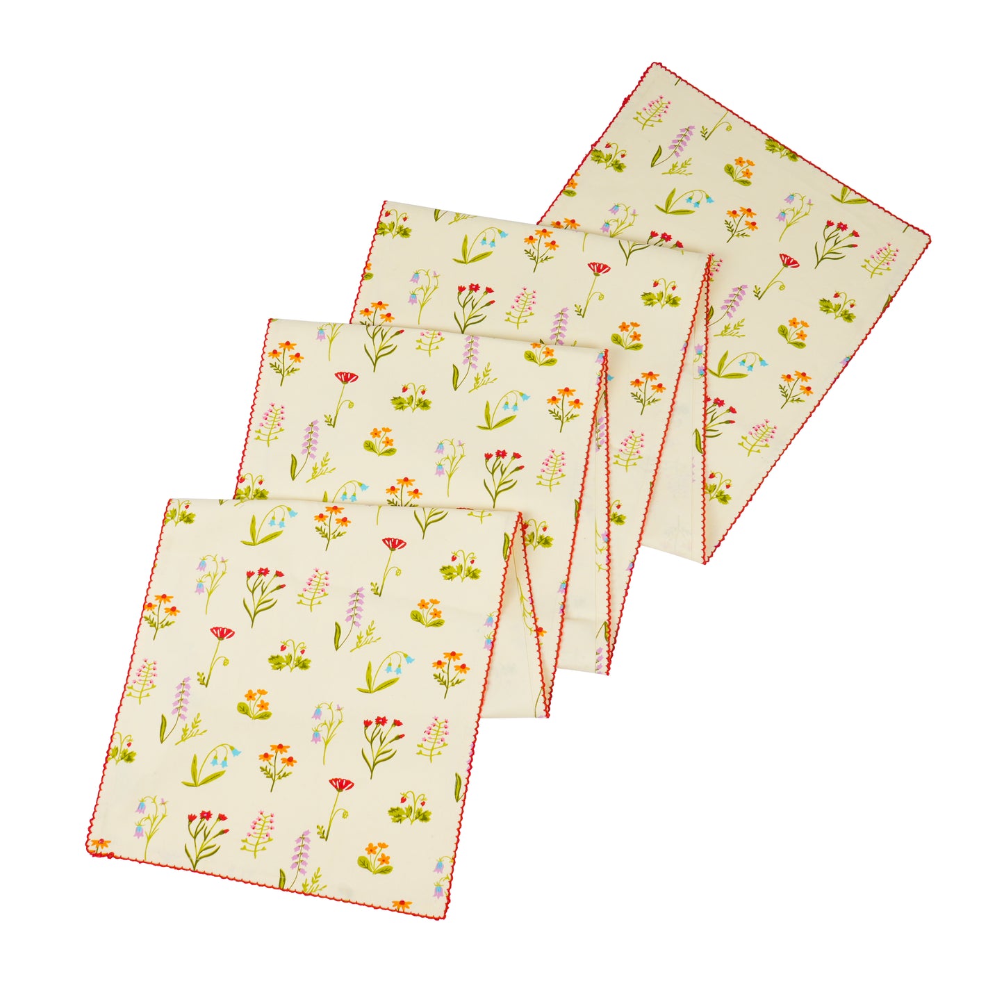 Spring Palette Block Print Cotton Table Runner tiramisuusa