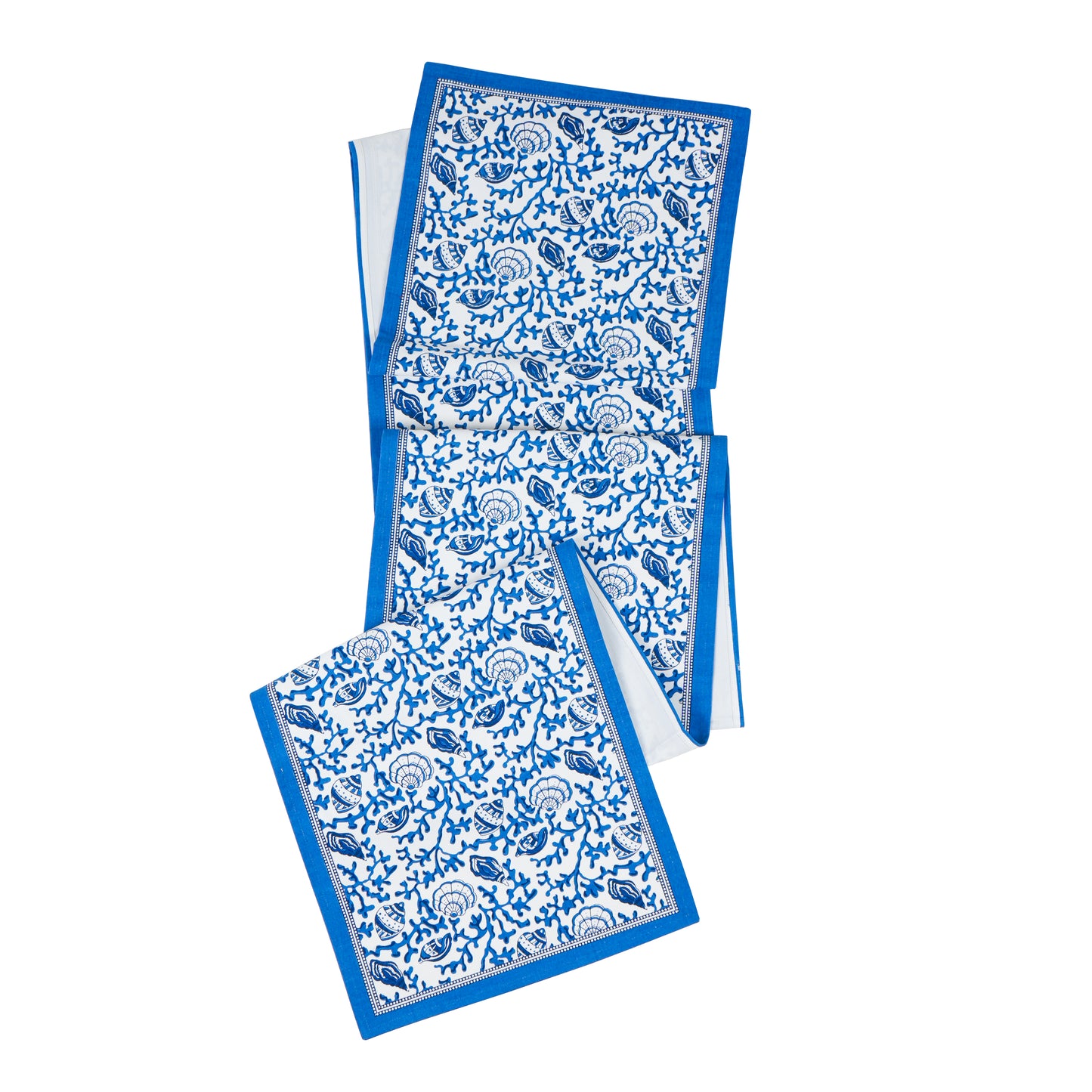 Seaside Serenity Block Print Cotton Table Runner