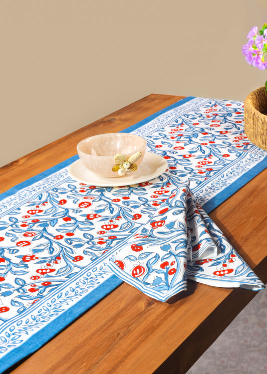Chic Contrast Block Print Cotton Table Runner tiramisuusa