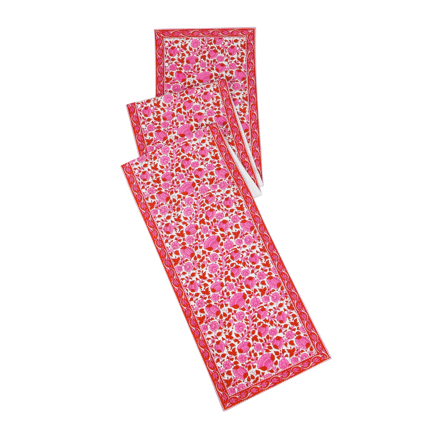 Crimson Infusion Block Print Cotton Table Runner tiramisuusa