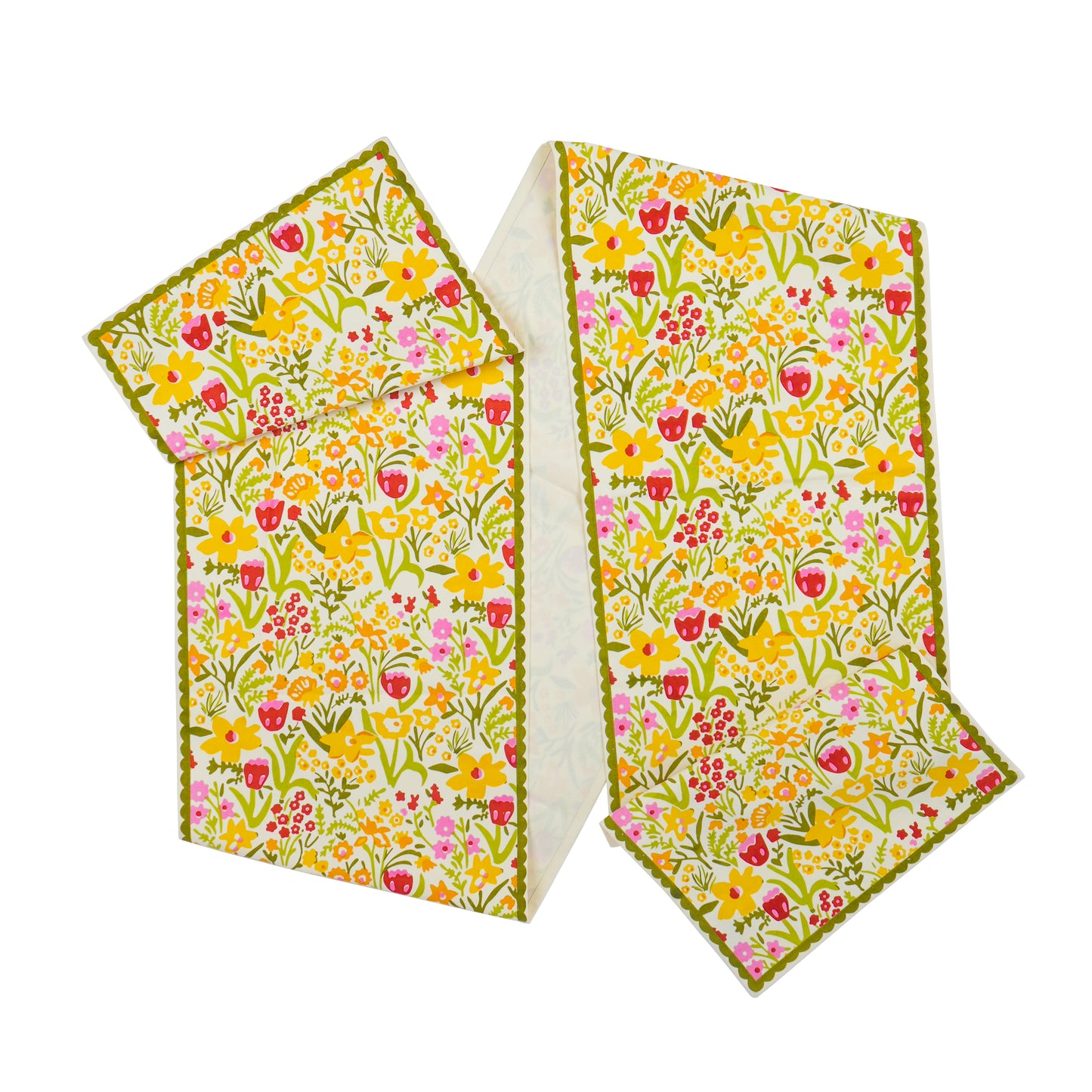 Spring Fling Block Print Cotton Table Runner