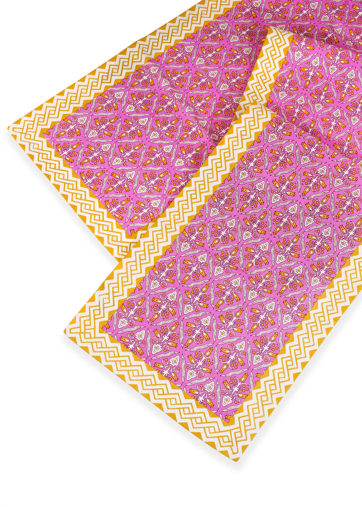 Orchid Luxe Block Print Cotton Table Runner tiramisuusa